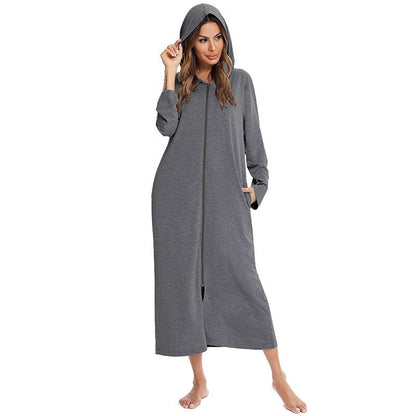 Niki | Zip Front Hooded Robe for Cozy Comfort