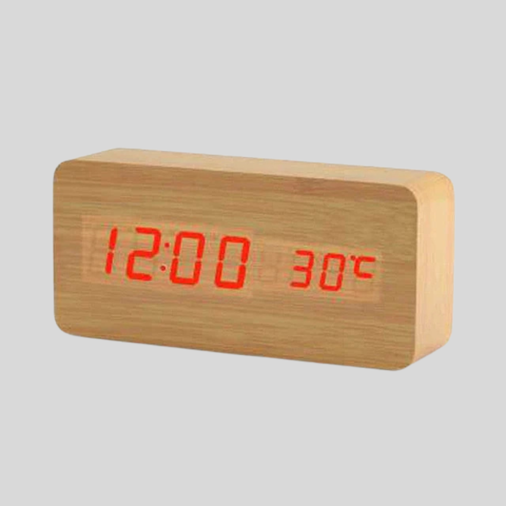 Niki | Wooden Digital Alarm Clock with LED Time Display