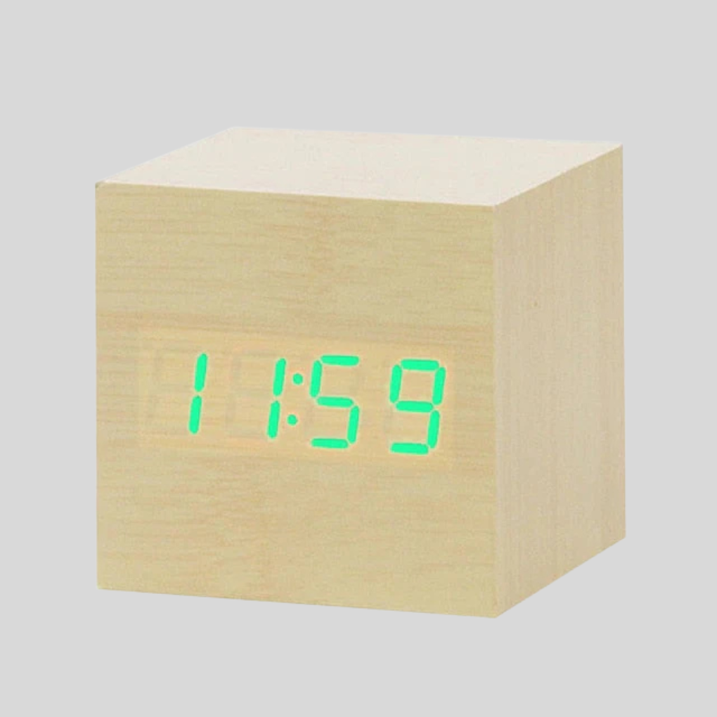 Niki | Wooden Digital Alarm Clock with LED Time Display