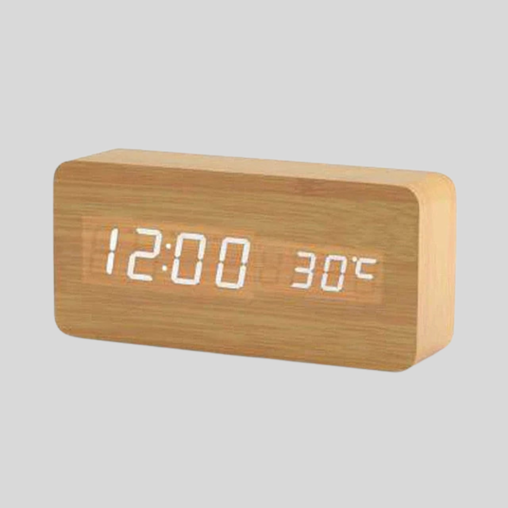 Niki | Wooden Digital Alarm Clock with LED Time Display