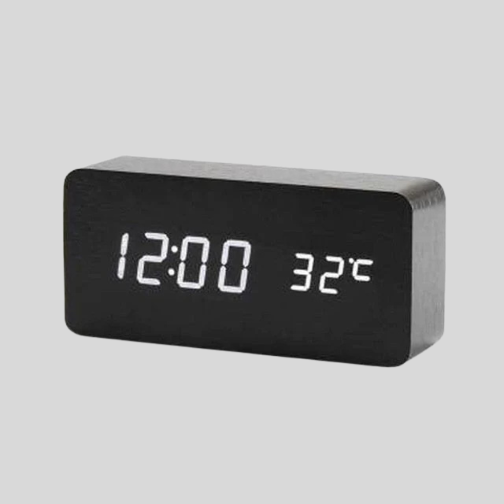 Niki | Wooden Digital Alarm Clock with LED Time Display