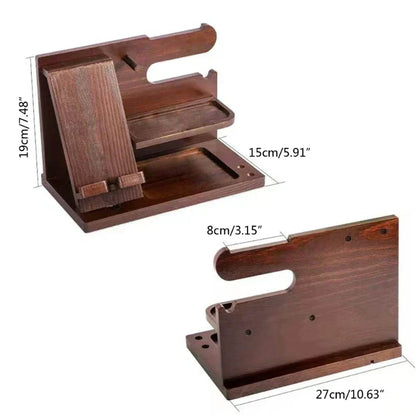 Niki | Wooden Nightstand Phone Docking Station – Multifunctional Shelf for Wallet, Watch, and Storage, Ideal for Valentine's Day