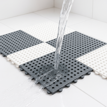 Non-Slip Shower Mat Set | Waterproof Rubber | Mold Resistant | 11.8" x 11.8" | Quick-Drying Safety
