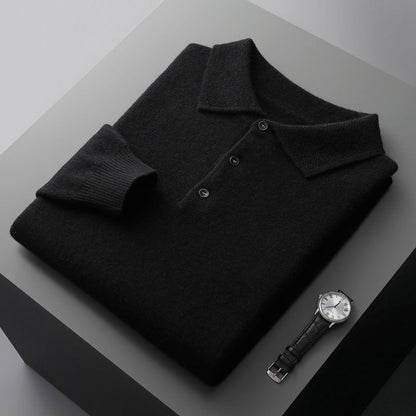 NordicLuxe Stockholm-Style Cashmere-Merino Wool Polo Shirt