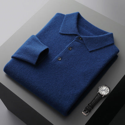 NordicLuxe Stockholm-Style Cashmere-Merino Wool Polo Shirt