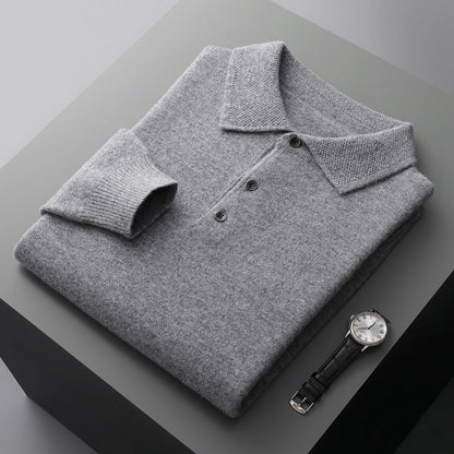 NordicLuxe Stockholm-Style Cashmere-Merino Wool Polo Shirt