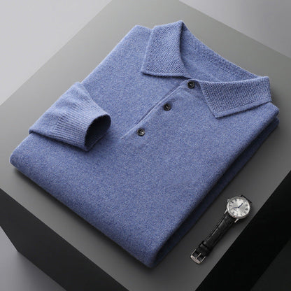 NordicLuxe Stockholm-Style Cashmere-Merino Wool Polo Shirt