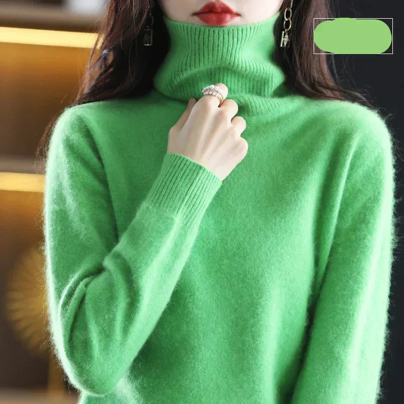 Nyorelle 100% Cashmere High-Neck Sweater for Fall and Winter