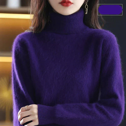 Nyorelle 100% Cashmere High-Neck Sweater for Fall and Winter