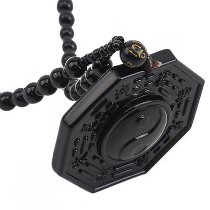 Black Obsidian Yin Yang Pendant Necklace