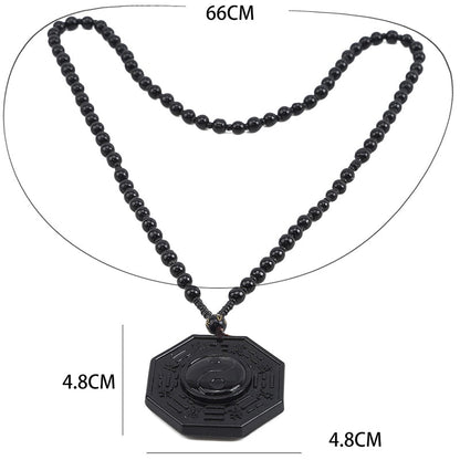 Black Obsidian Yin Yang Pendant Necklace