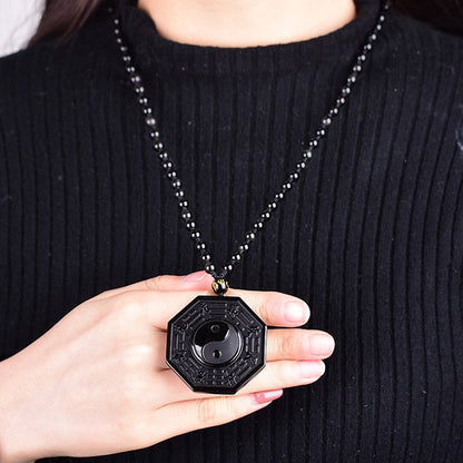 Black Obsidian Yin Yang Pendant Necklace