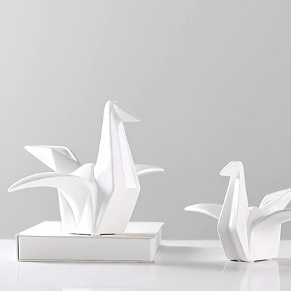 Origami-Inspired Ceramic Bird Statue
