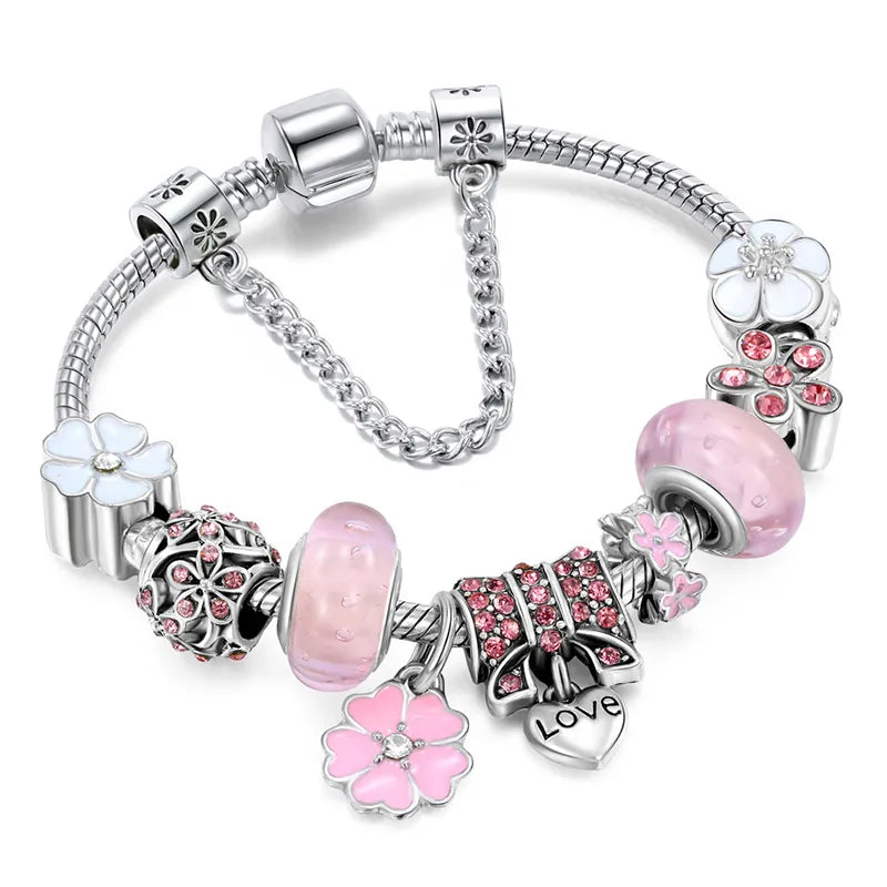 Peach Blossom Charm Bracelet | Nature Inspired Elegance