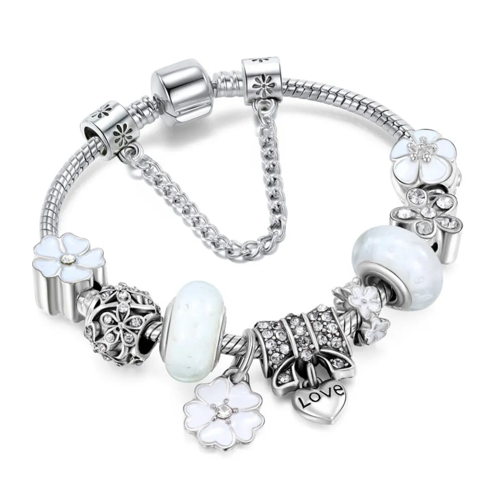 Peach Blossom Charm Bracelet | Nature Inspired Elegance
