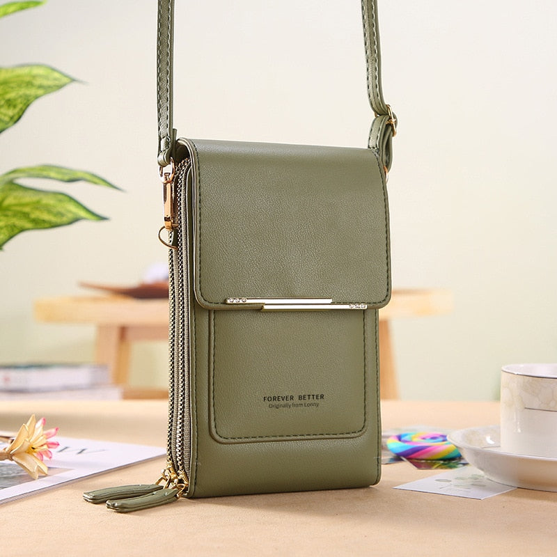 Compact Leather Purse with Adjustable Crossbody Strap