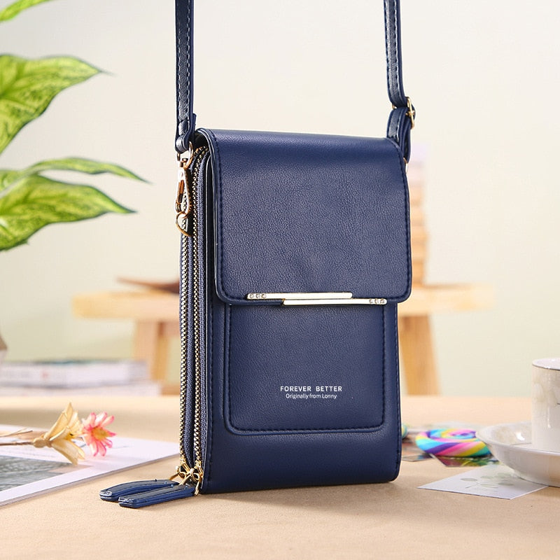 Compact Leather Purse with Adjustable Crossbody Strap