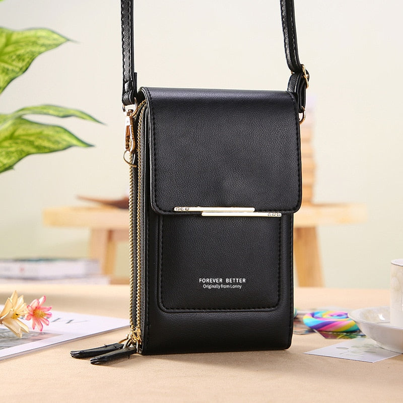 Compact Leather Purse with Adjustable Crossbody Strap