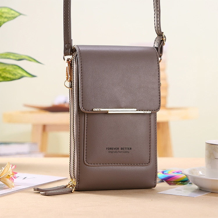Compact Leather Purse with Adjustable Crossbody Strap