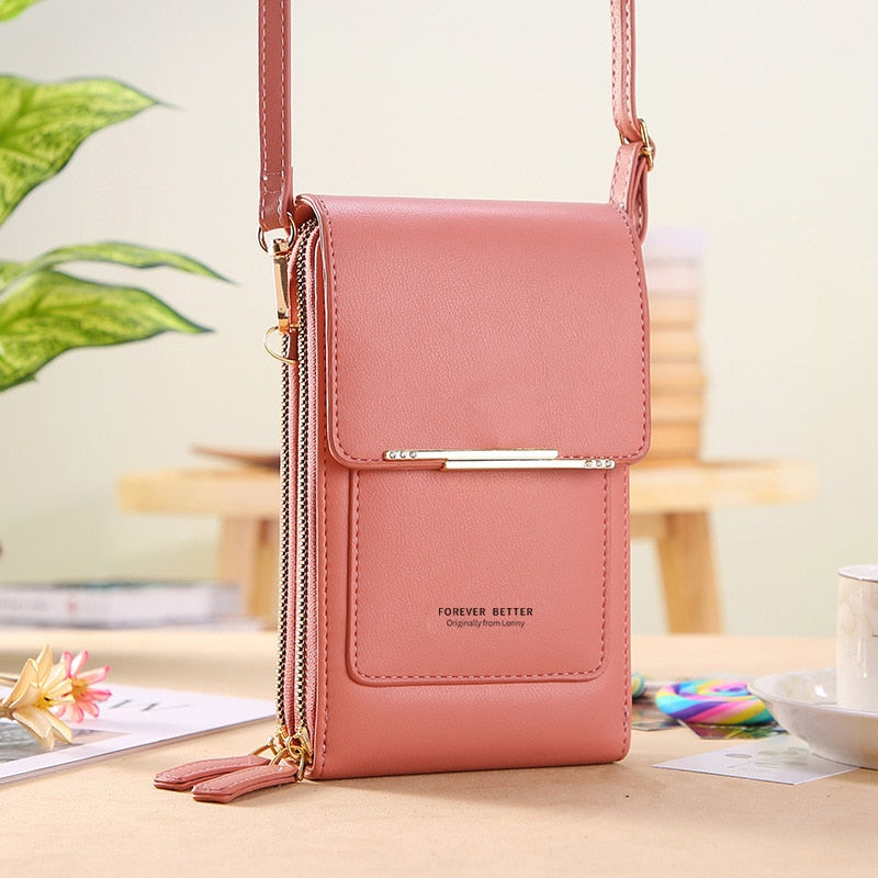 Compact Leather Purse with Adjustable Crossbody Strap
