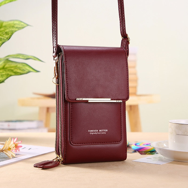 Compact Leather Purse with Adjustable Crossbody Strap