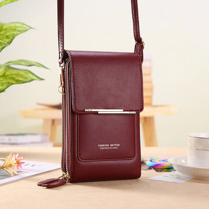 Compact Leather Purse with Adjustable Crossbody Strap