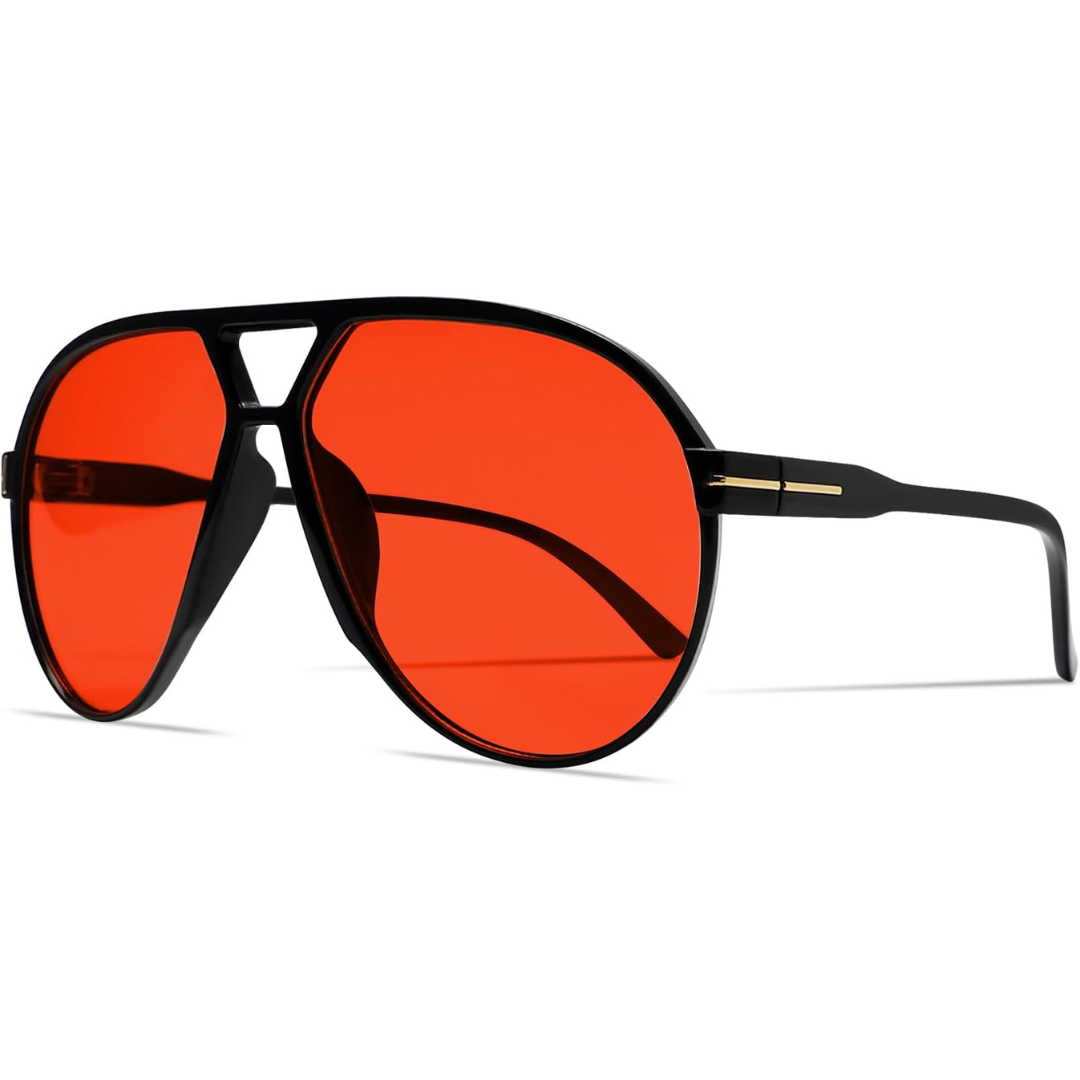 Oversized Square Aviator Sunglasses - Retro Style