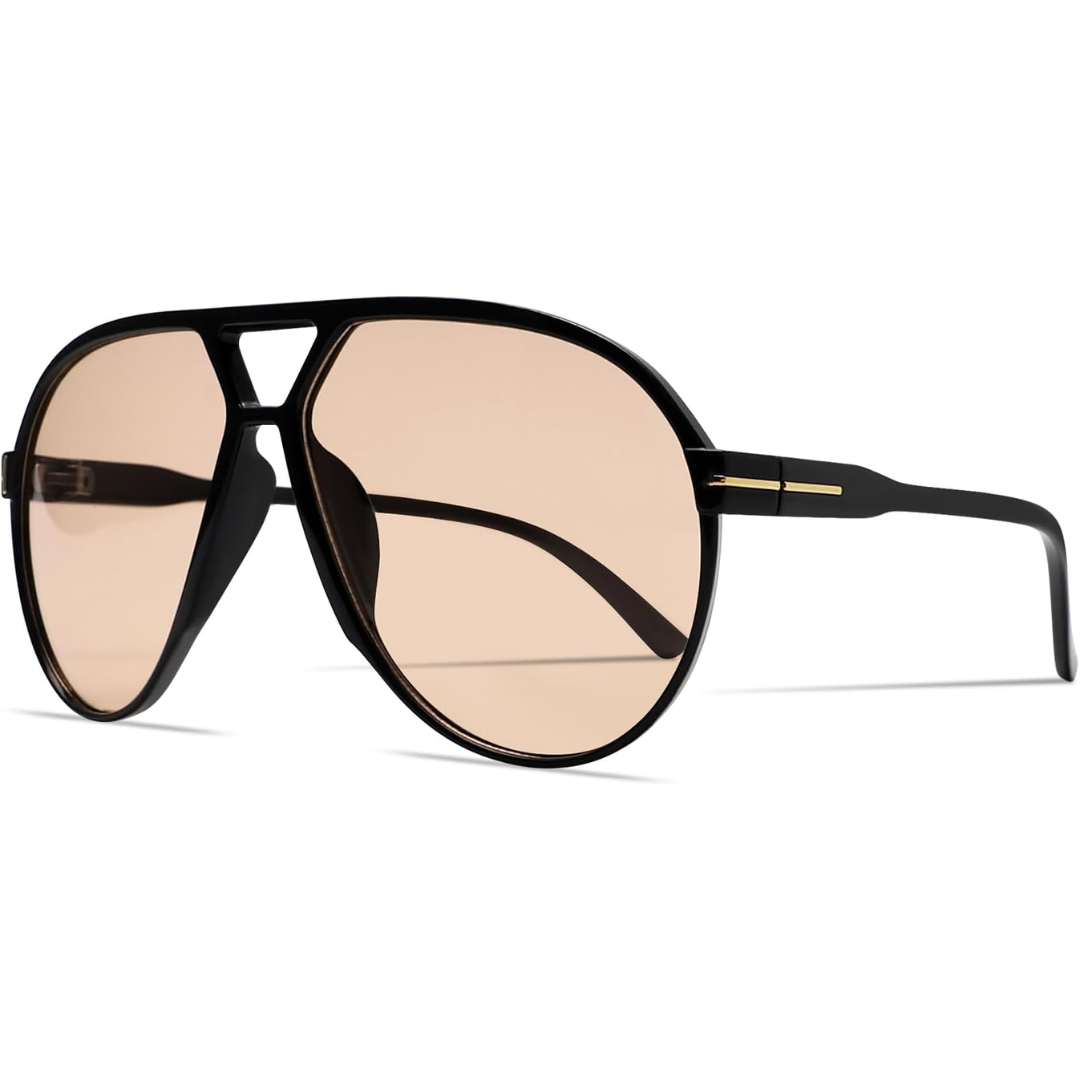 Oversized Square Aviator Sunglasses - Retro Style