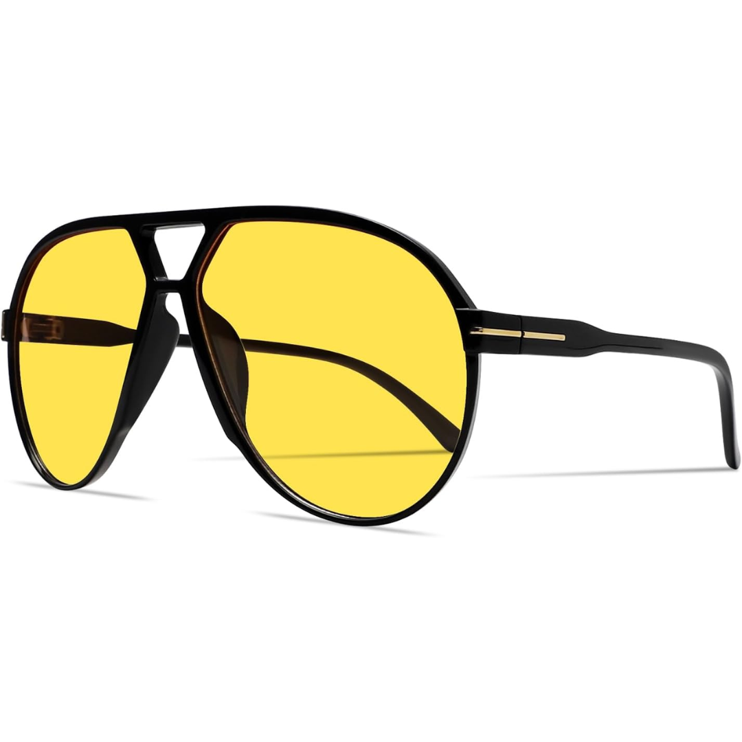Oversized Square Aviator Sunglasses - Retro Style