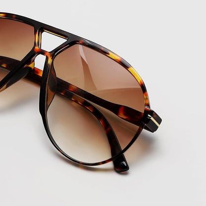 Oversized Square Aviator Sunglasses - Retro Style