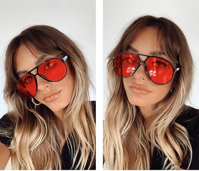 Oversized Square Aviator Sunglasses - Retro Style