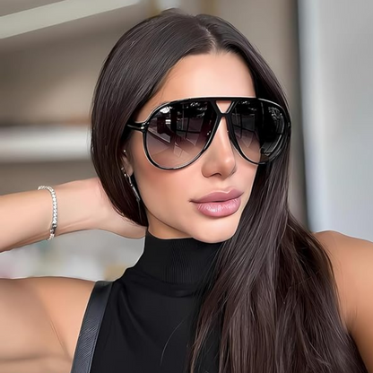 Oversized Square Aviator Sunglasses - Retro Style