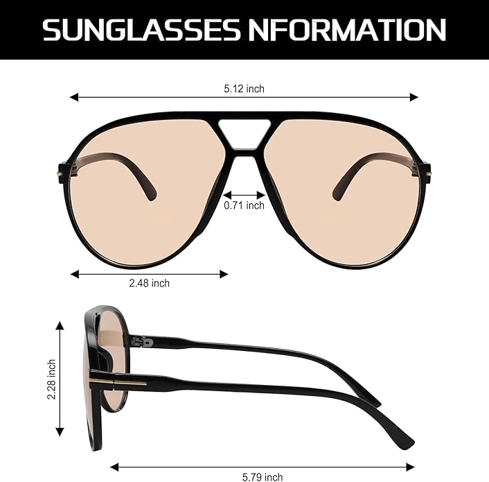 Oversized Square Aviator Sunglasses - Retro Style
