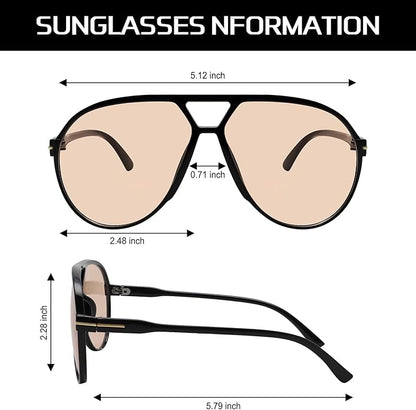 Oversized Square Aviator Sunglasses - Retro Style