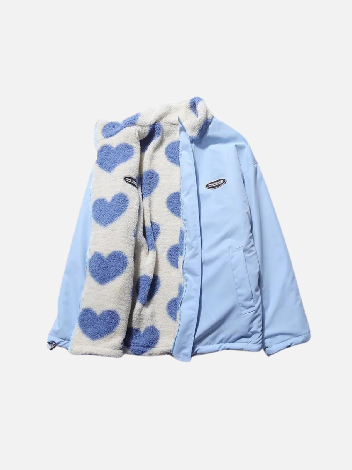 Reversible Heart Pattern Fleece Jacket