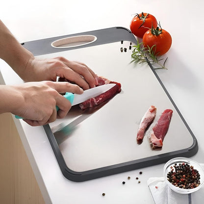Dual-Sided Stainless Steel & Rice Husk Cutting Board