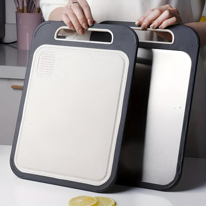 Dual-Sided Stainless Steel & Rice Husk Cutting Board