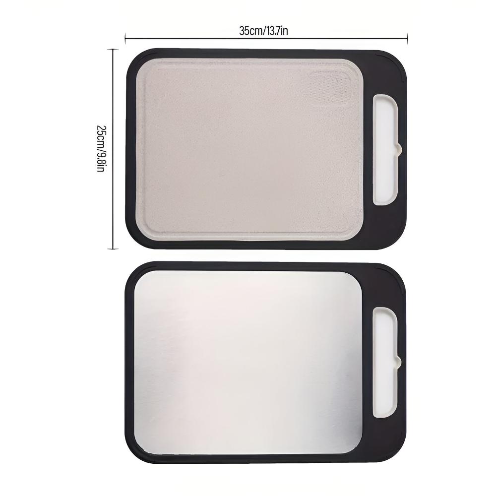 Dual-Sided Stainless Steel & Rice Husk Cutting Board