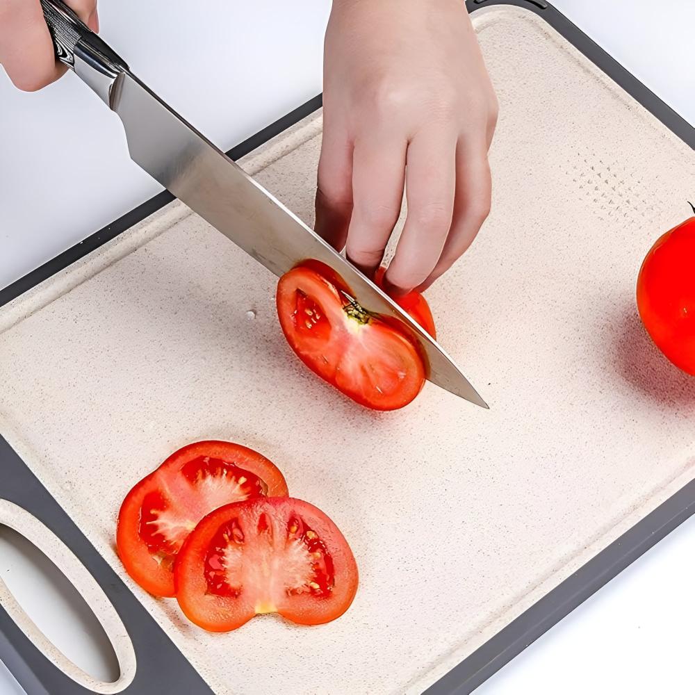 Dual-Sided Stainless Steel & Rice Husk Cutting Board