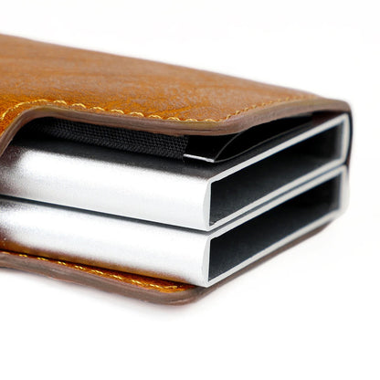RFID Leather Wallet with Pop-up Aluminum Holders - Protect Your Cards and Identity