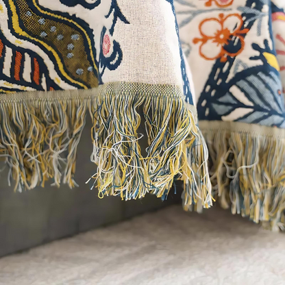 Rustic Artistic Flora Blanket | 100% Floral Cotton Blanket