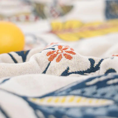 Rustic Artistic Flora Blanket | 100% Floral Cotton Blanket