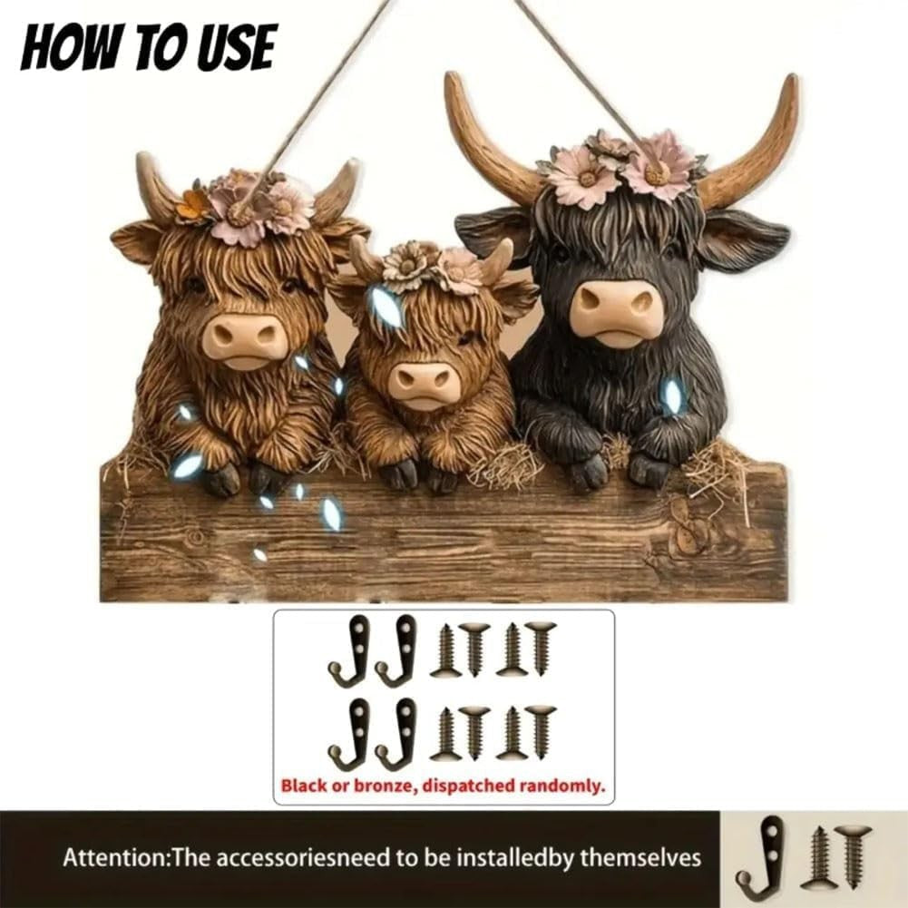 ⏰Final 3 Hours🎉🎁 Highland Cow Key Holder - Rustic Home Decor