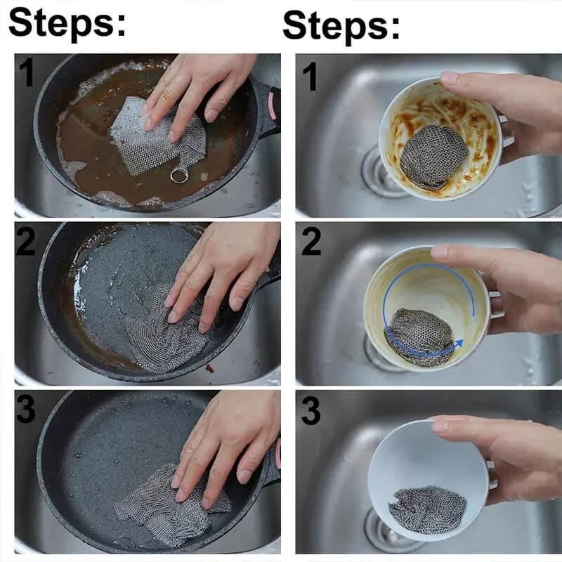 Steel Wire Dish Cloth - Reusable & Powerful Cleaning