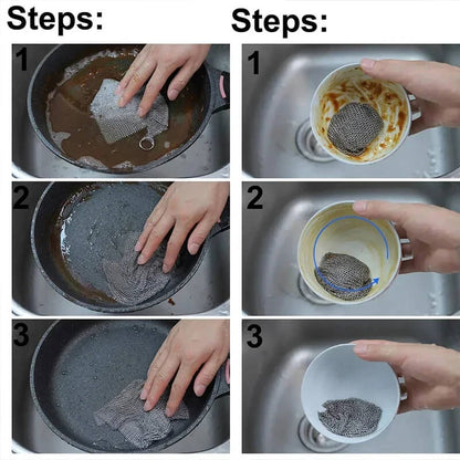 Steel Wire Dish Cloth - Reusable & Powerful Cleaning