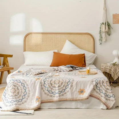 Boho Mandala Cotton Throw Blanket