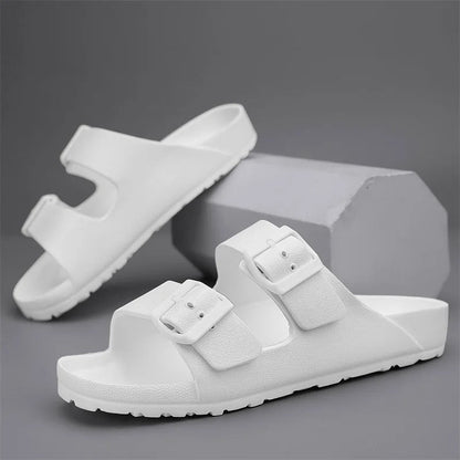 Shock-Absorbing Slippers with Buckles