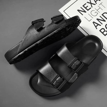 Shock-Absorbing Slippers with Buckles