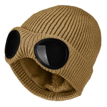 Goggle Ribbed Knit Winter Hat