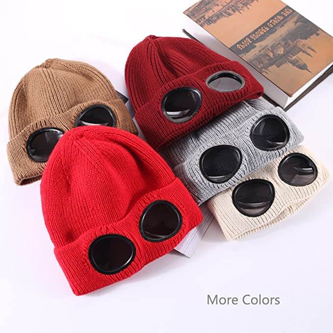 Goggle Ribbed Knit Winter Hat